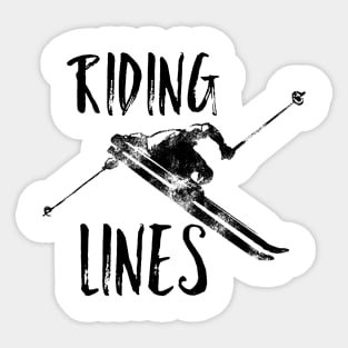 Riding Lines In The Snow, heli skiing, skiing artwork, boarding hoodie, trick t-shirts, piste, snow sports Sticker